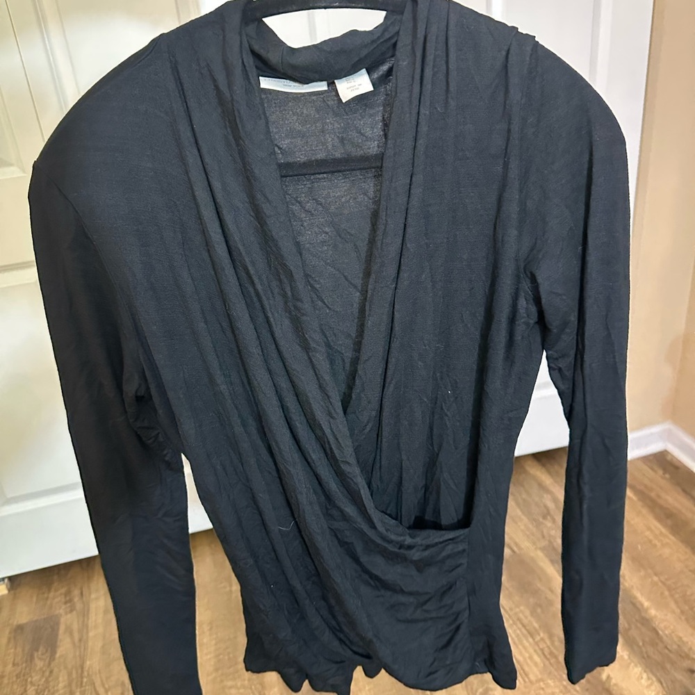 Christian Siriano Elegant Black Wrap Blouse